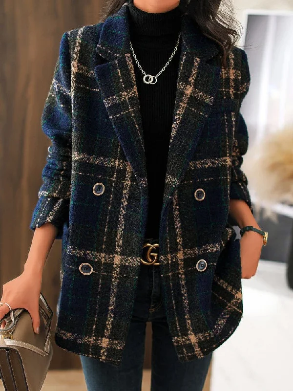 Fall Winter Plaid Coat