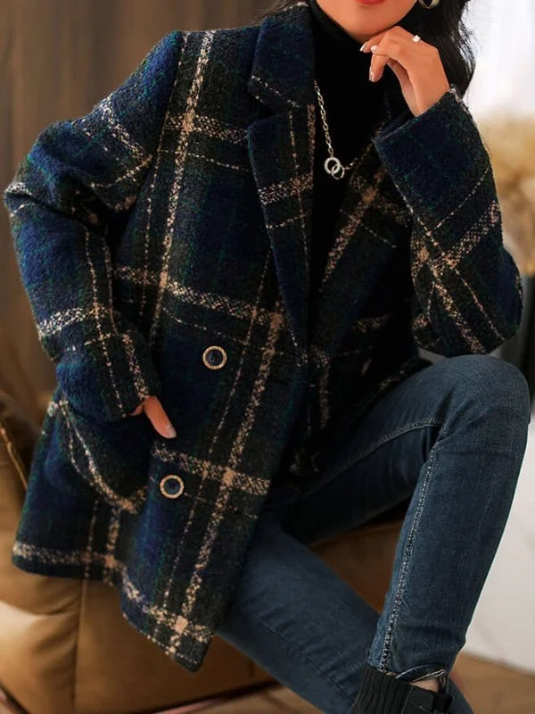 Preppy Style Plaid Coat