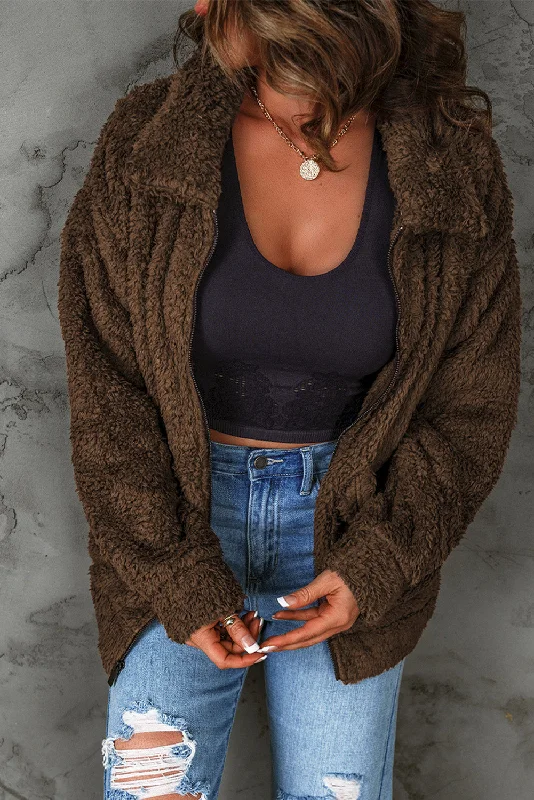 Relaxed Fit Teddy Coat