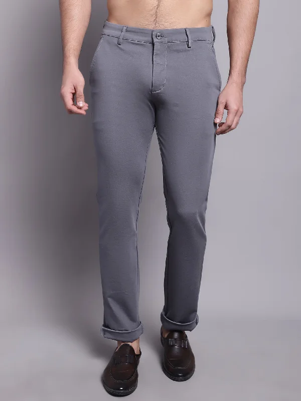 Men's Casual Flat front Grey  Trousers