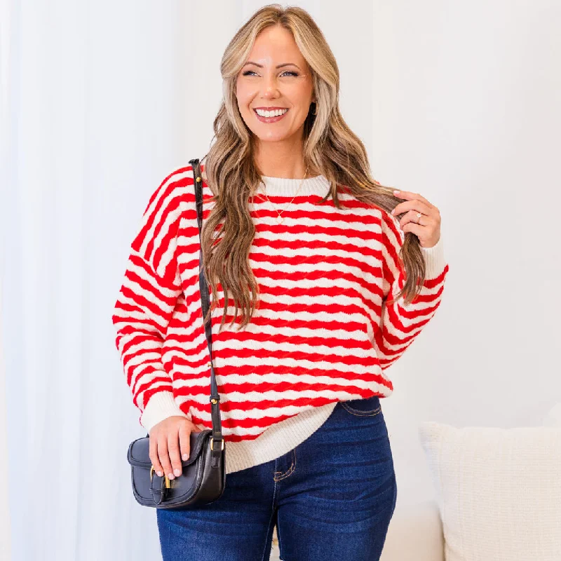 Peppermint Twist Sweater, Red-White