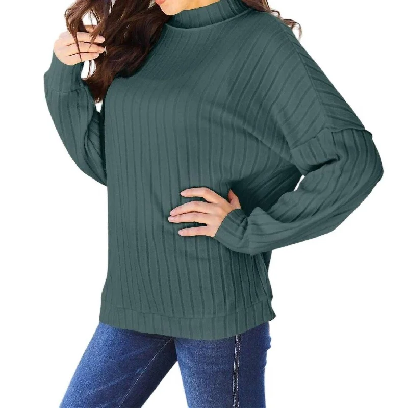 Basic Bae - Sleek Ribbed Mock Neck Knit Top