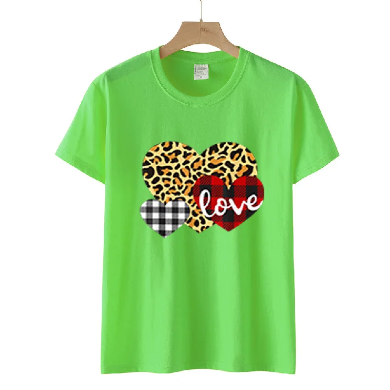 Heart Printed Wholesale T Shirts Short Sleeve Valentine'S Day