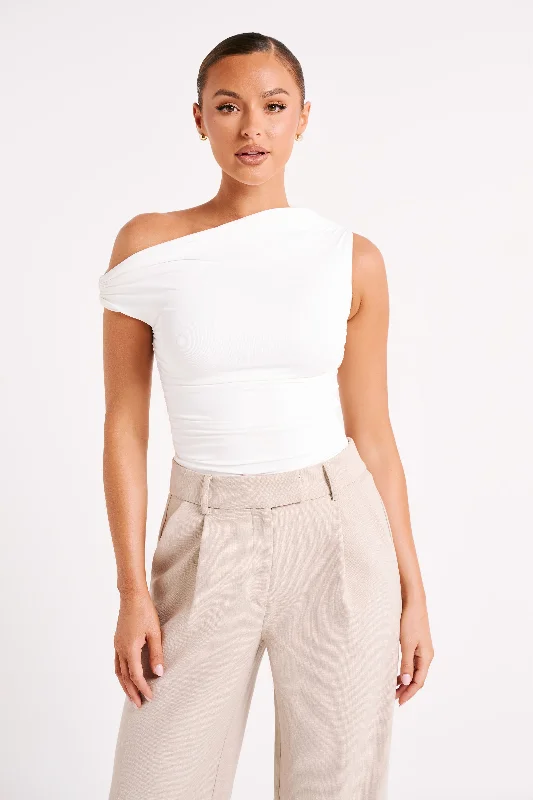 Alayna Recycled Nylon Ruched Top - White