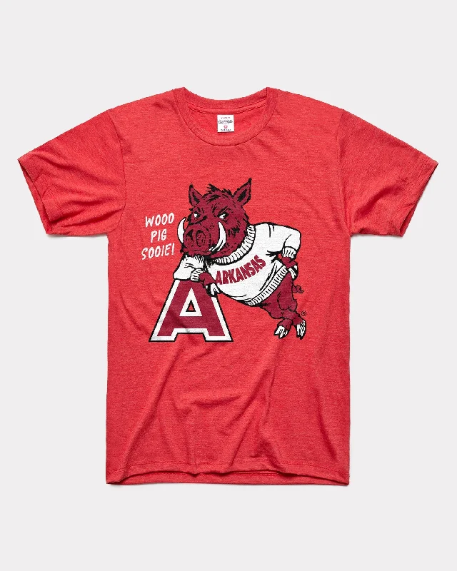 Leaning Hog Wooo Pig Sooie! Arkansas Red T-Shirt