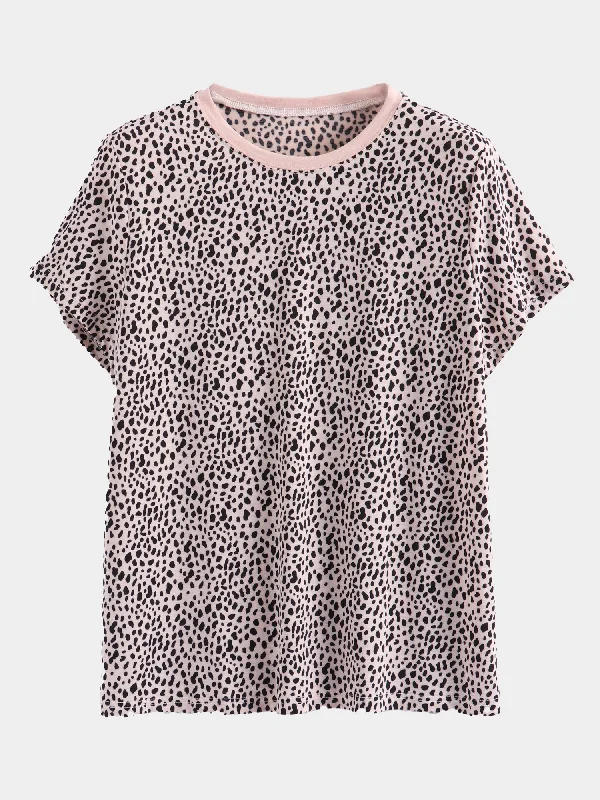 Midsize Basic Piece Foil Print Round Neck Tee