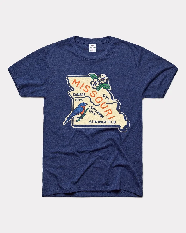 Missouri Map Vintage Navy T-Shirt