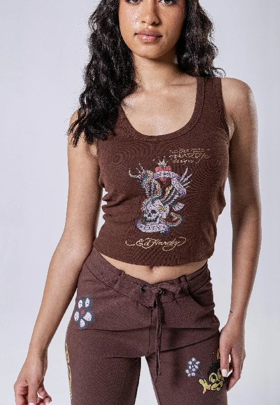 Womens New York City Cropped Vest - Brown