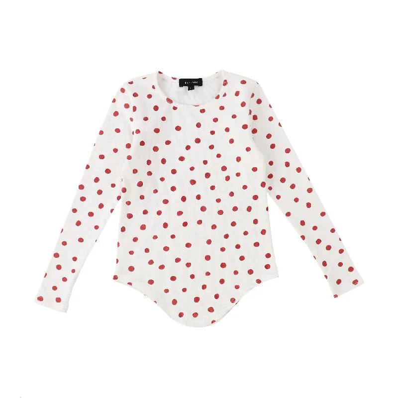 BAMBOO BASICS BERRY POLKA DOT PRINT SEAMLESS TEE [Final Sale]