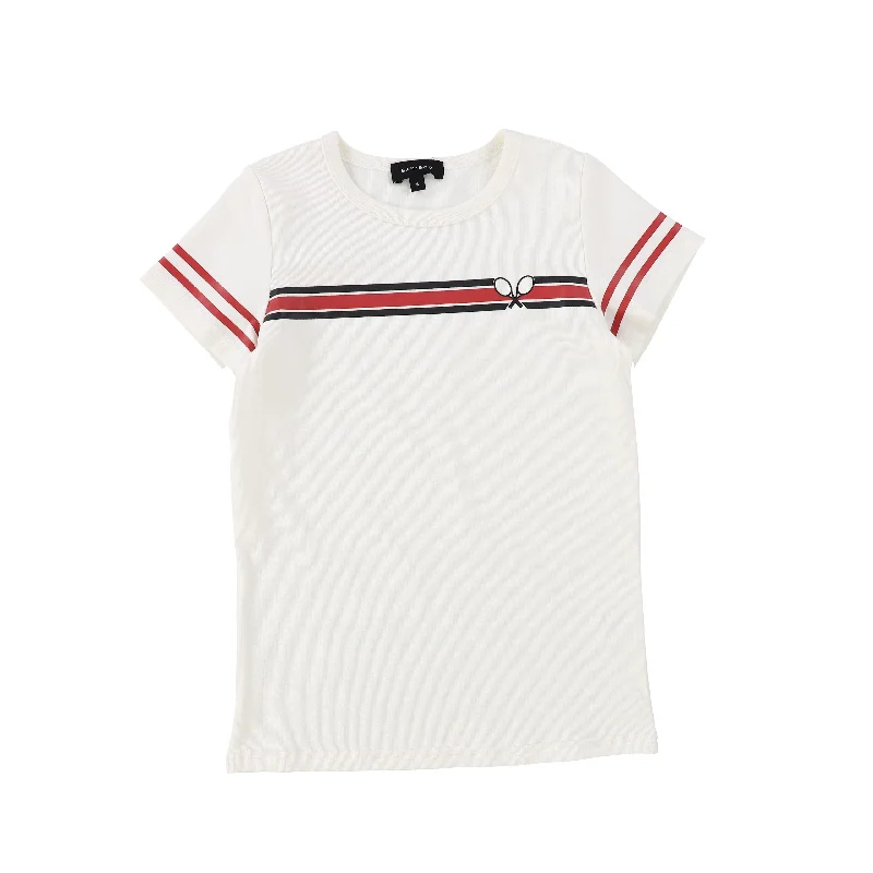 BAMBOO BASICS BERRY STRIPED TENNIS SS TEE [Final Sale]