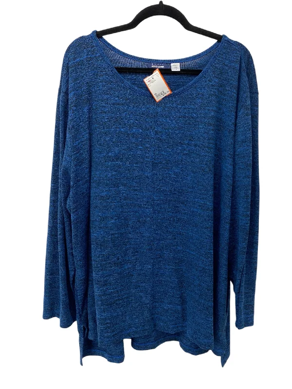 Basic Editions Women Size 3X Blue CD LS Blouse