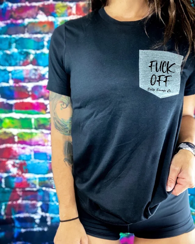 Salty Savage Unisex “Fuck Off” Color Block Pocket Tee | Basic