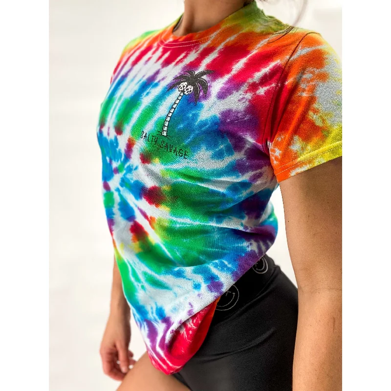 Salty Savage Unisex “Skull Palm” Spiral Tie Dye Tee | Basic