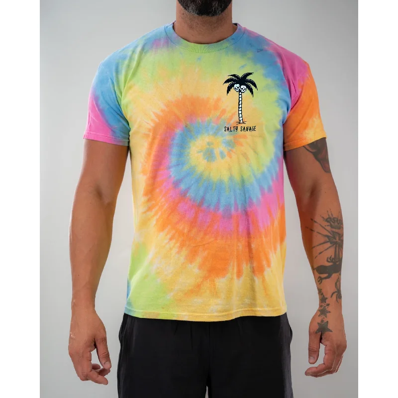 Salty Savage Unisex “Skull Palm” Spiral Tie Dye Tee | Basic